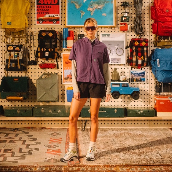 NWT Topo Designs RARE Women’s Retro River Shirt Black/Purple Meteor - Size M - Picture 15 of 16